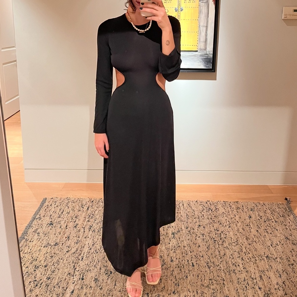 Laagam Backless Black Dress